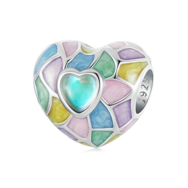 V562-A1009854060DBT-202504111542-00 925 Sterling Silver Neon Love Heart Diy Beads Plated - Image 1