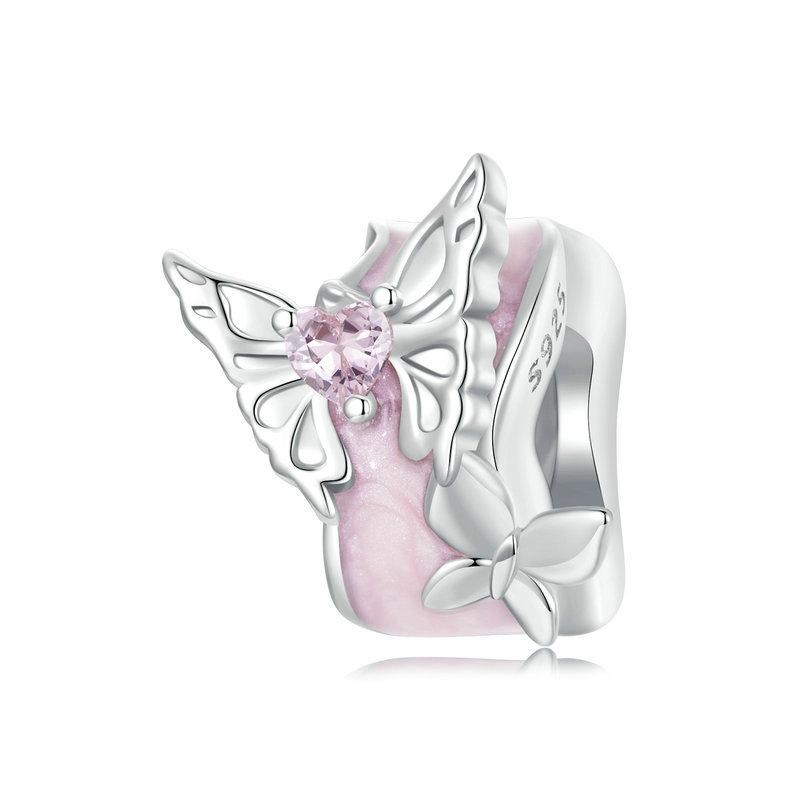 V562-A1012944060DBT-202504112011-00 925 Sterling Silver Platinum Butterfly Silicone Diy Beads - Image 1