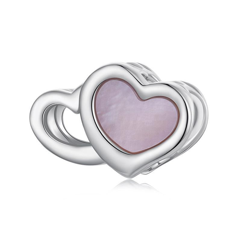 V562-A1013275060DBT-202504111815-00 925 Sterling Silver Platinum Plated Pink Heart Diy Beads - Image 1