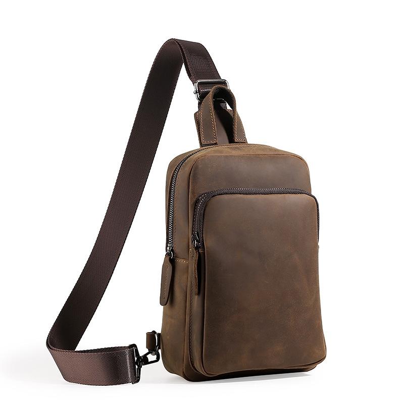 V562-A1015832060DBT-202504251745-00 Vintage Leather Travel Messenger Bag Coffee - Image 1