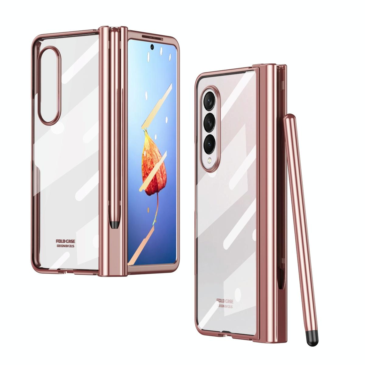 V562-A101803300ADE-202505291311-00 For Samsung Galaxy Z Fold4 5G Case With Pen Slot - Electroplated Full Body - Rose Gold - Image 1
