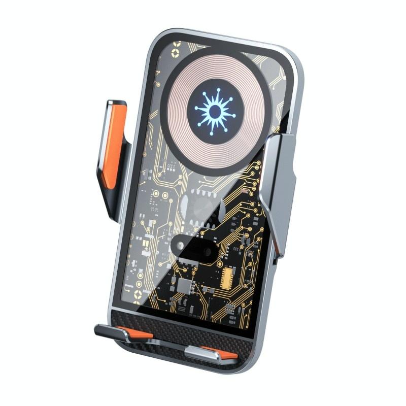 V562-A102302200AYS-223528-00 15w Fast Wireless Charger with Infrared Sensor for C10 Car Navigation - Transparent Stand - Gray - Image 1