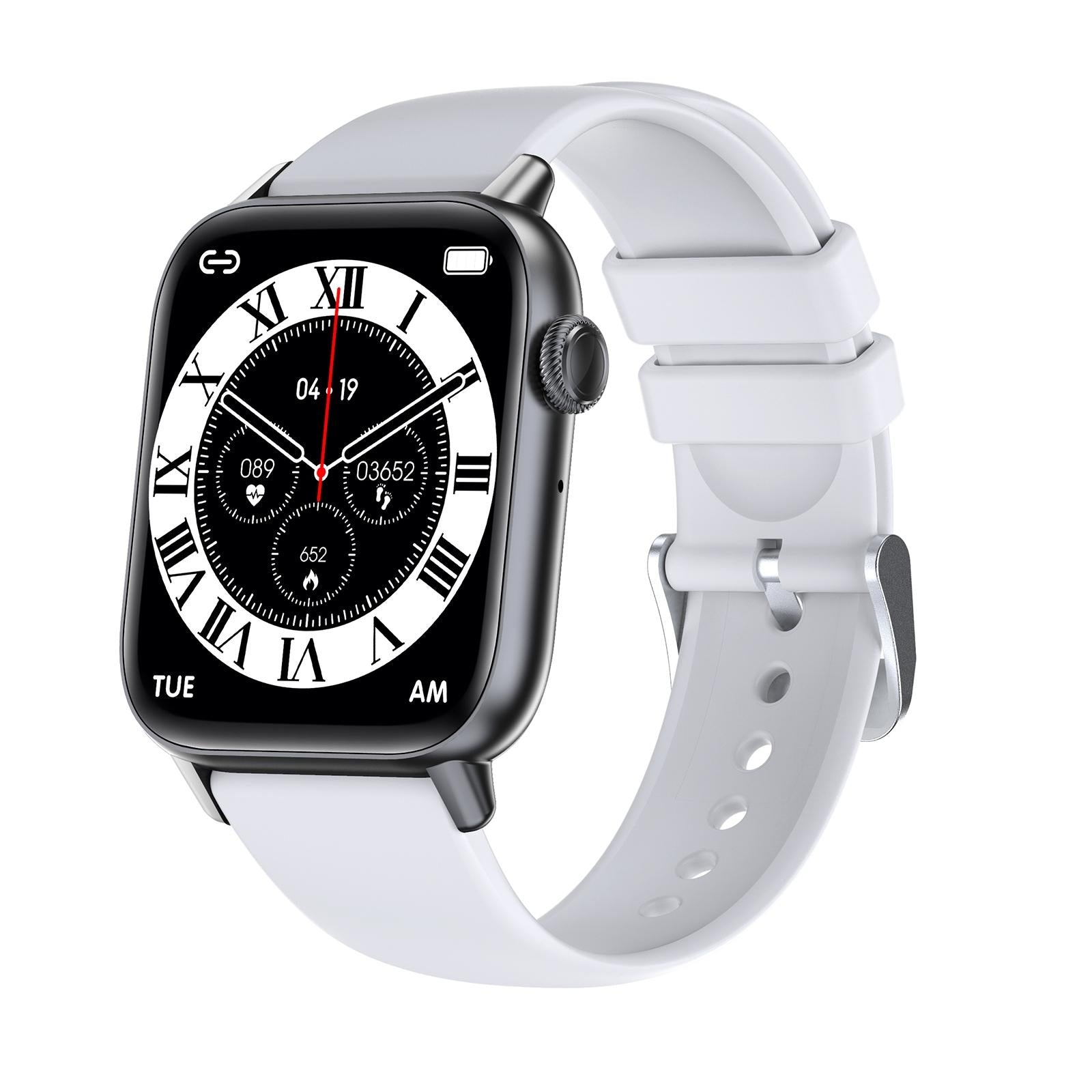 V562-A102742600ADE-202504252105-00 1.83 Inch Bt5.2 Smart Sport Watch Support Sleep / Heart Rate / Blood Oxygen / Temperature / Blood Pressure Health Monitor - Black + White - Image 1