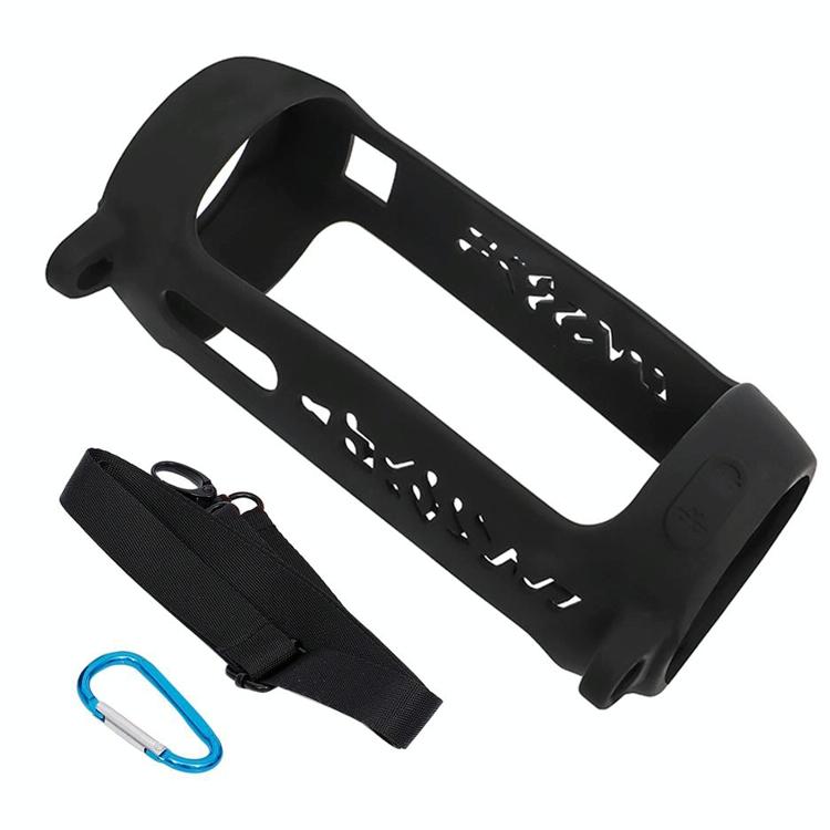 V562-A1028413850DBT-202505291506-00 Shockproof Silicone Protective Case for Jbl Pulse4 with Carabiner & Lanyard - Black - Image 1