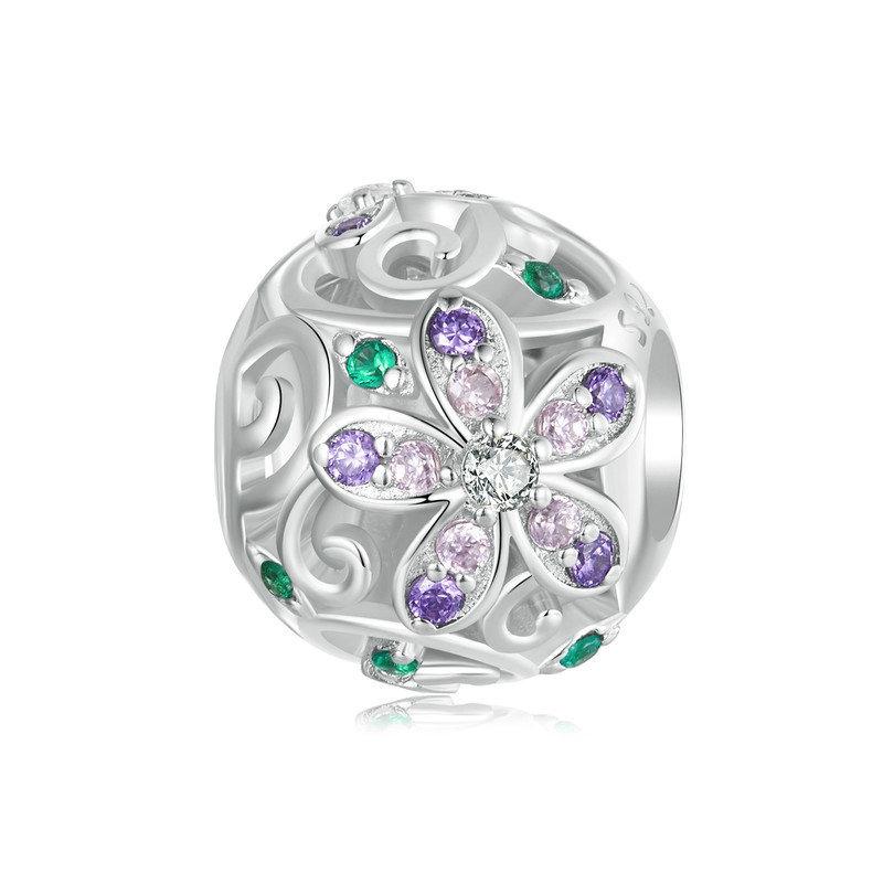 V562-A1030744060DBT-202504111947-00 925 Sterling Silver Platinum Plated Hollow Flower Vine Diy Beads - Image 1
