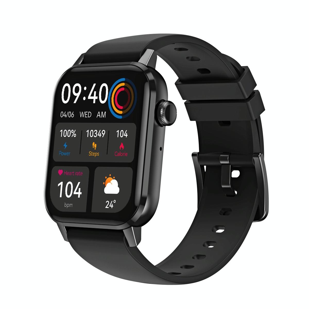 V562-A1036532060DBT-202504251910-00 1.69 Inch Multifunctional Heart Rate Smart Watch - Black - Image 1