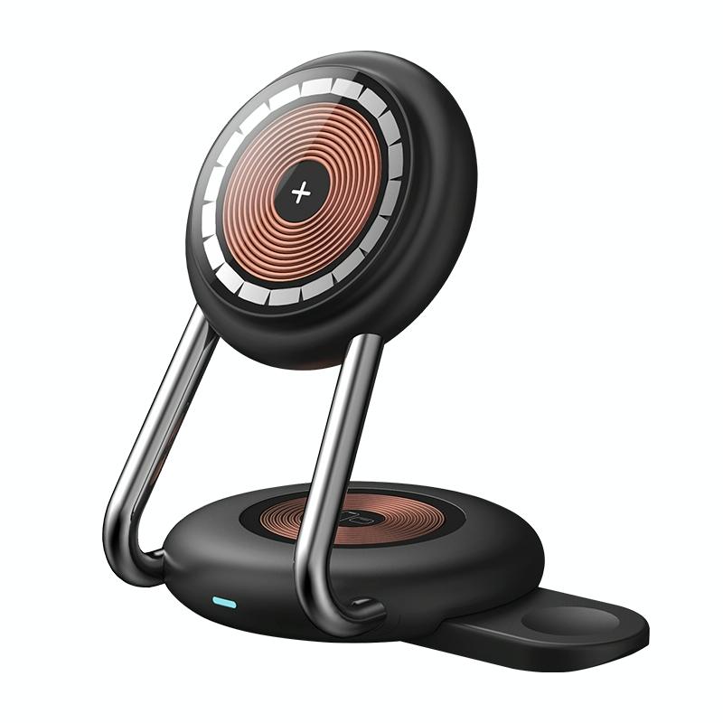 V562-A103833400ADE-202504211916-00 15W 3 In 1 Transparent Magnetic Wireless Charger - Black - Image 1