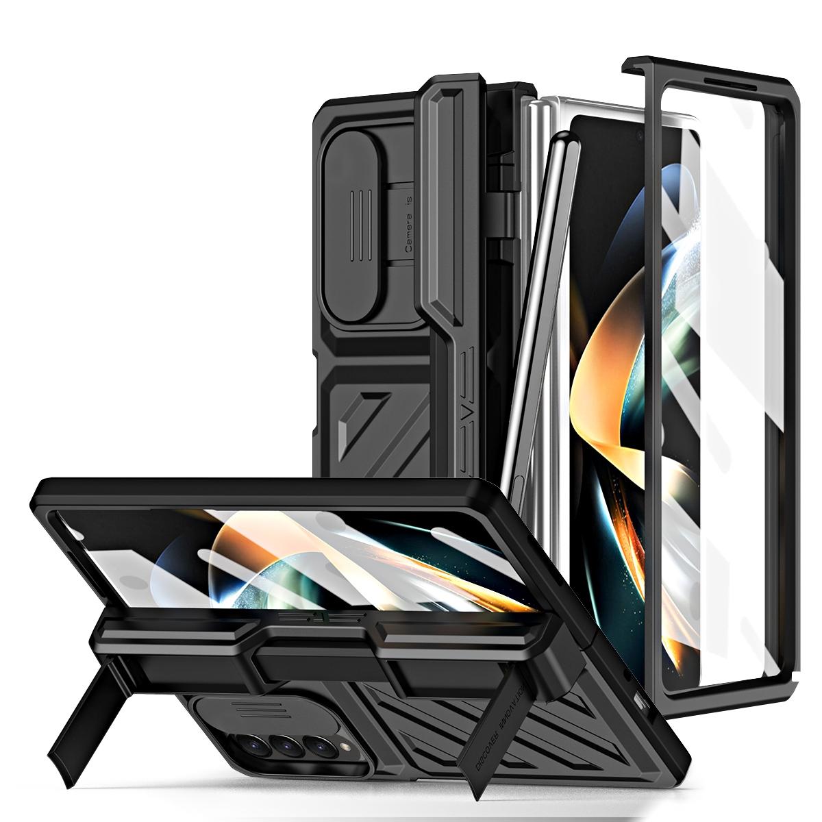 V562-A104940500ADE-202505291333-00 For Samsung Galaxy Z Fold4 5G Shockproof Tpu Pc Case With Pen - Black - Image 1