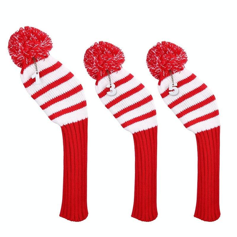 V562-A1051602060DBT-202503041740-00 Set of 3 Knitted Golf Club Covers - Red - Image 1