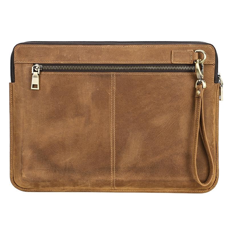 V562-A1057632060DBT-202502282231-00 14.2 Inch Leather Laptop Sleeve for Macbook Pro - Black - Brown - Image 1