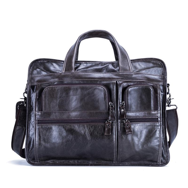 Men 15.6 Inch Business Handbag Casual Singer Shoulder Messenger Bag - Rusty Black
