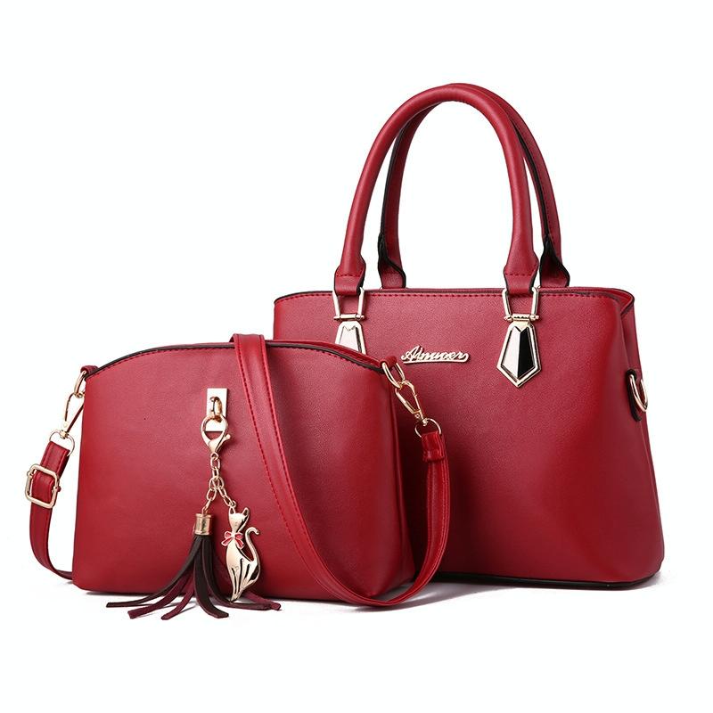 Women 2-in-1 Casual Messenger Bag - Large Capacity - Red Wine