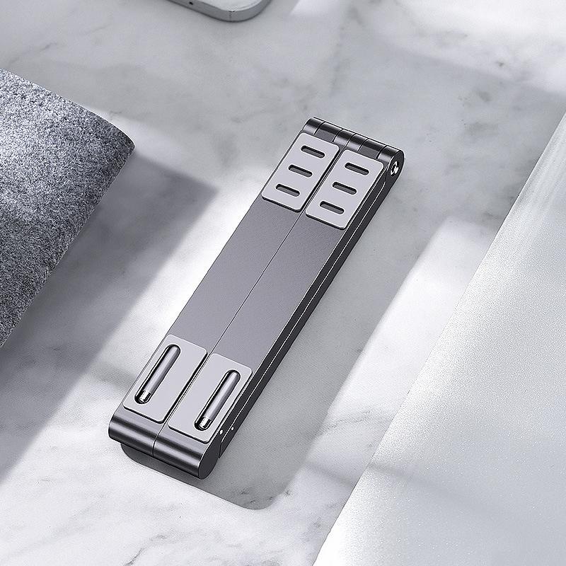 V562-A1066513060DBT-202506271218-00 Foldable Aluminum 3-in-1 Phone Tablet Stand - Portable Storage - Grey - Image 1