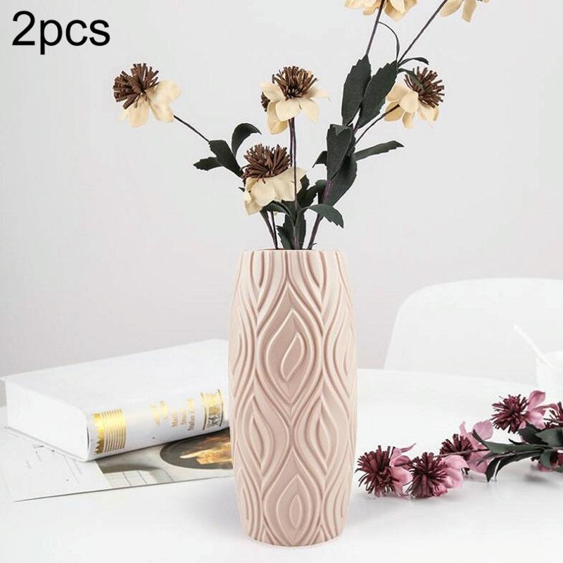 V562-A106964940DBT-202503041631-00 2-piece Plastic Vase Set for Creative Flower Arrangements Wet and Dry Decor - Pink - Image 1