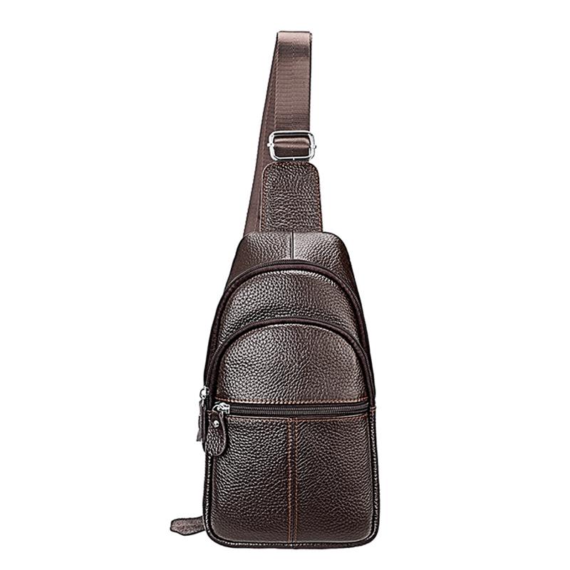 V562-A106988200ADE-202503041240-00 Stylish Genuine Leather Crossbody Chest Bag For Men And Women Functional And Versatile Design - Coffee - Image 1