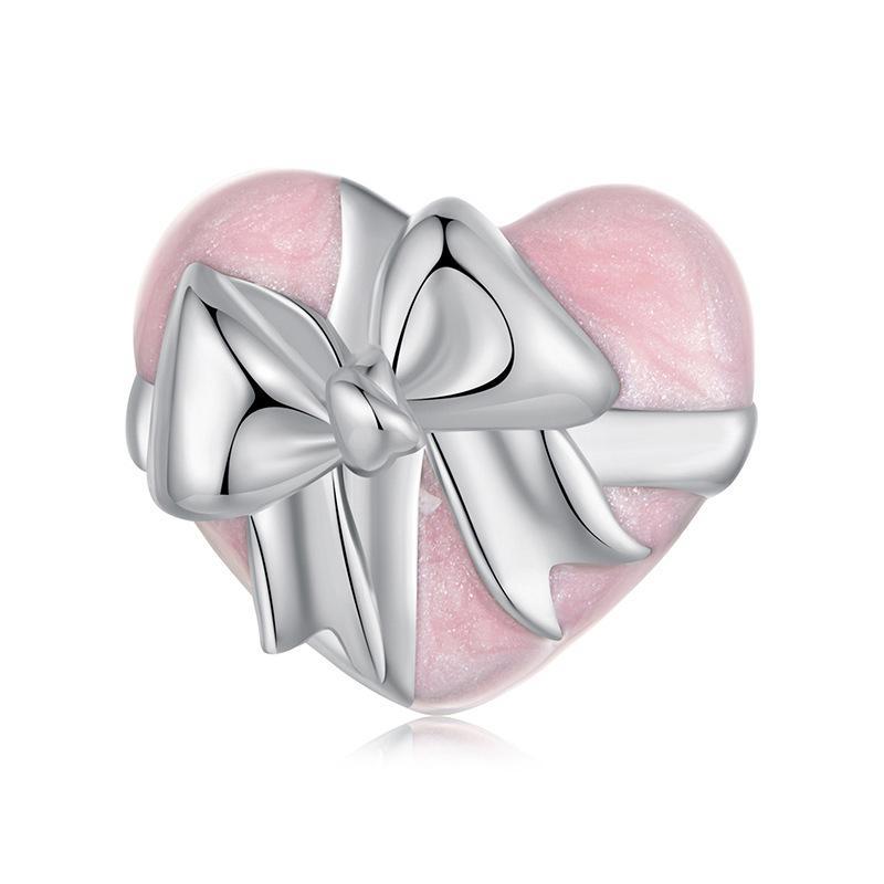 V562-A1070585060DBT-202504111711-00 925 Sterling Silver Platinum Heart Bow Beads Gift Box - Image 1