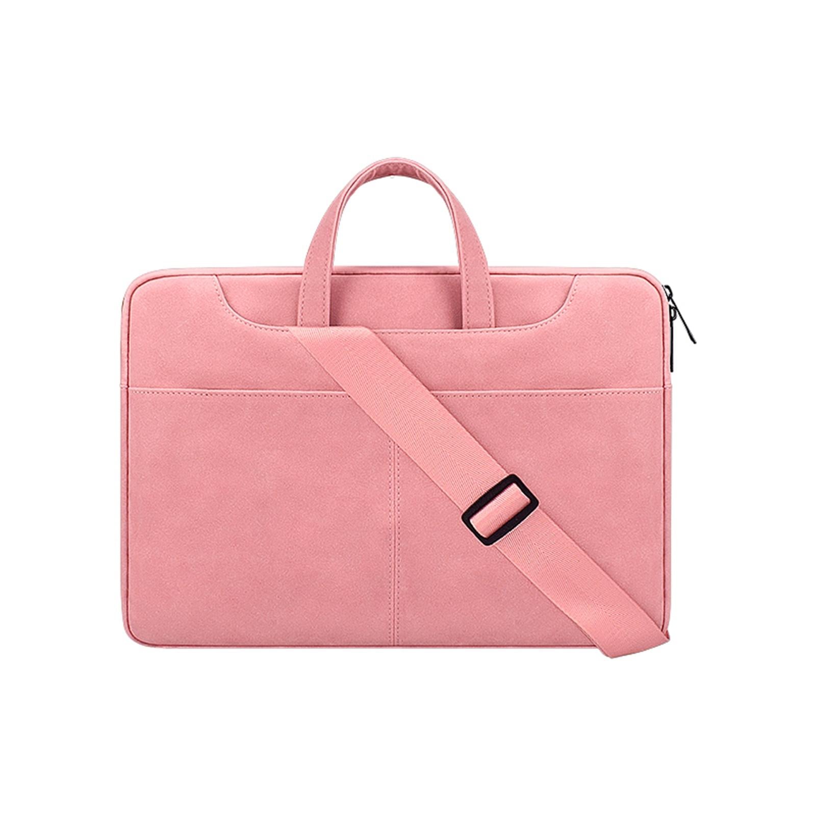 V562-A107197100ADE-202502281940-00 13.3 Inch Detachable Shoulder Laptop Bag - Frosted Pu Business - Pink - Image 1
