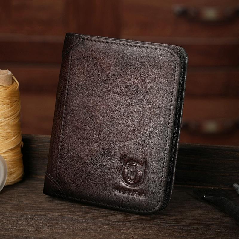V562-A1083324060DBT-202504021920-00 Men Rfid Leather Wallet with Coin Clip - Coffee - Image 1