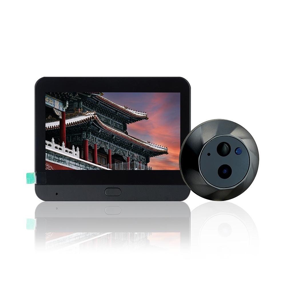 V562-A108566600ADE-202503062215-00 1080P Wifi Smart Cat Eye Video Doorbell - 4.3 Colour Screen - Hidden - Black - Image 1