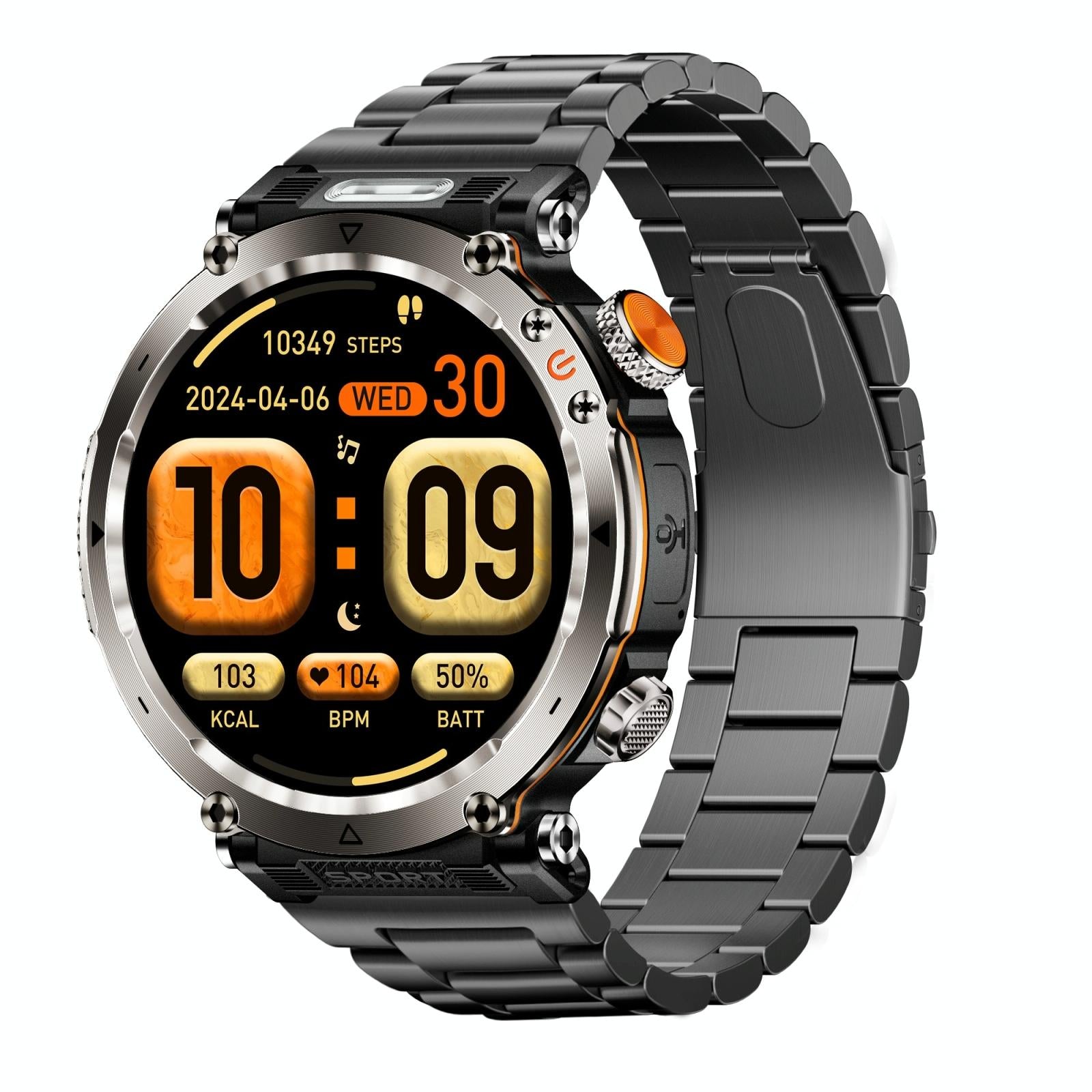 V562-A109073700ADE-202504181115-00 Waterproof Smart Watch With Flashlight Banknote Detector And Compass - Steel Band - Image 1