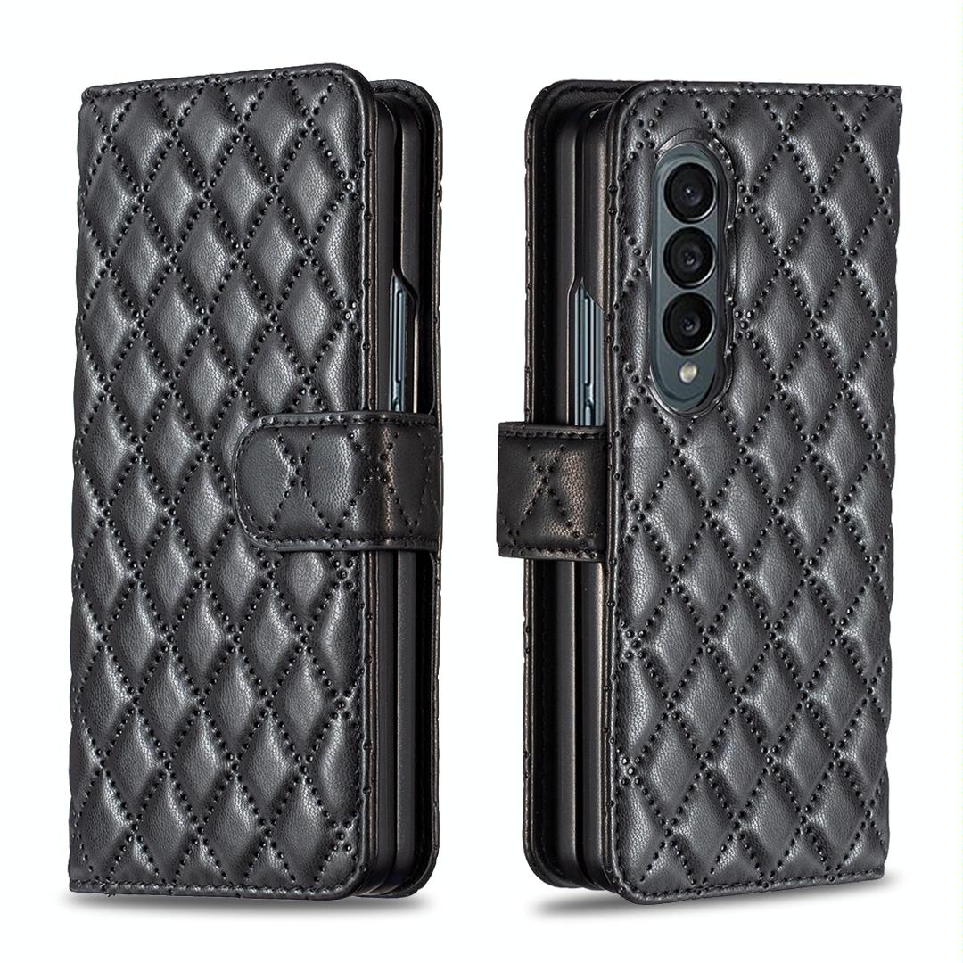 V562-A109165300ADE-202505291336-00 For Samsung Galaxy Z Fold4 5G Diamond Lattice Flip Wallet Case - Black - Image 1