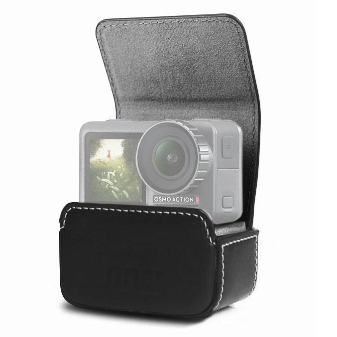 V562-A10918300AYS-220232-00 Waterproof Mini Leather Case for Dji Action Gopro Sjcam Xiaomi Mi Jia - Storage Box - Black - Image 1