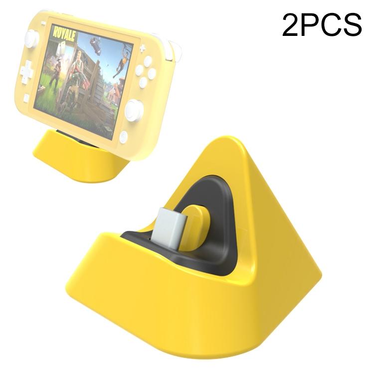 V562-A1099682950DBT-227135-00 2-pack Portable Triangle Charger for Nintendo Switch / Lite - Yellow - Image 1