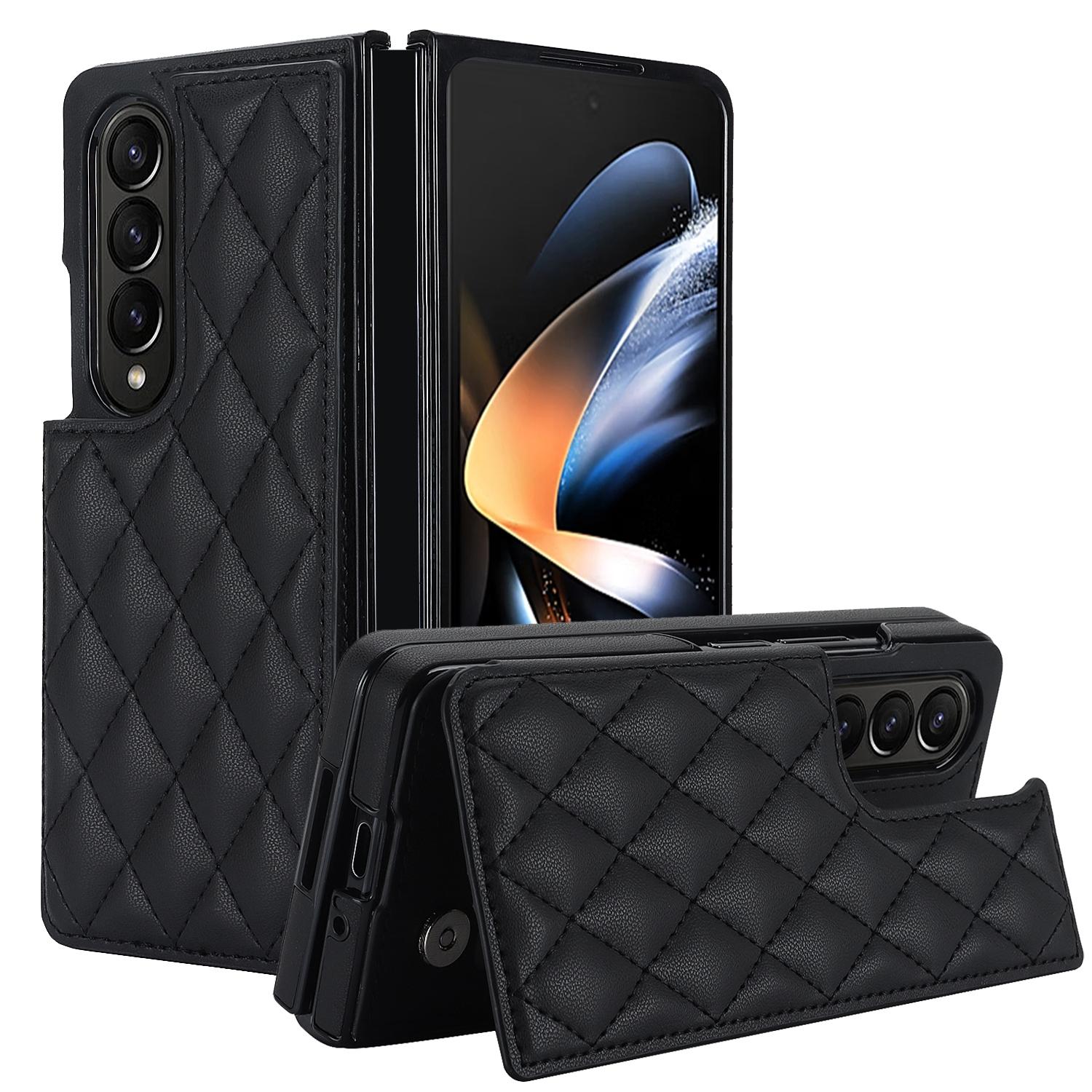 V562-A201841500ADE-202503211415-00 For Samsung Galaxy Z Fold4 5G Foldable Full Coverage Double Buckle Pu Phone Case - Black - Image 1