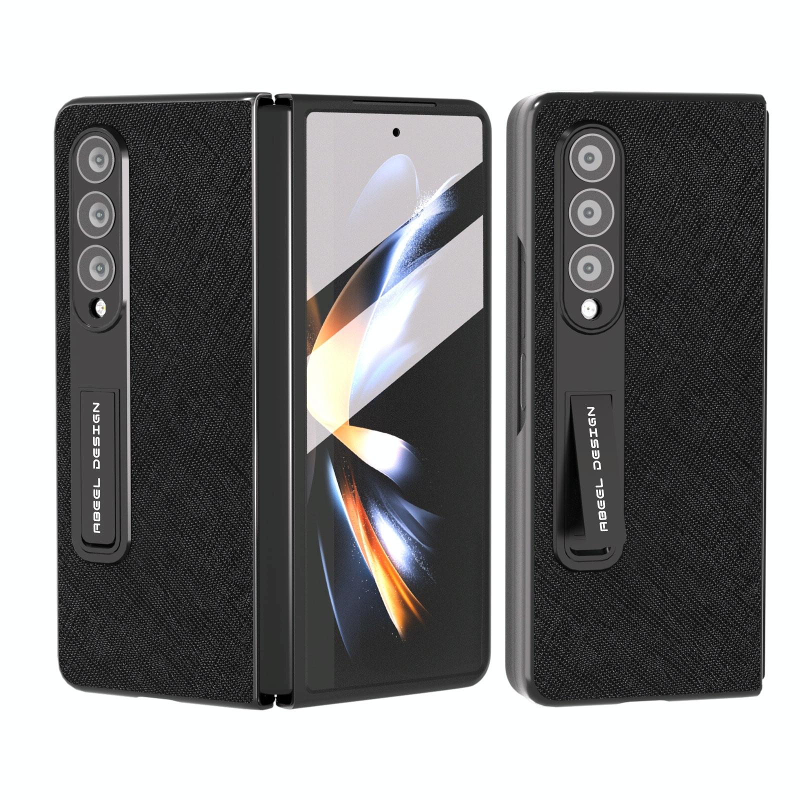 V562-A201907400ADE-202503211321-00 For Samsung Galaxy Z Fold4 5G Cross Texture Leather Phone Case With Holder - Black - Image 1