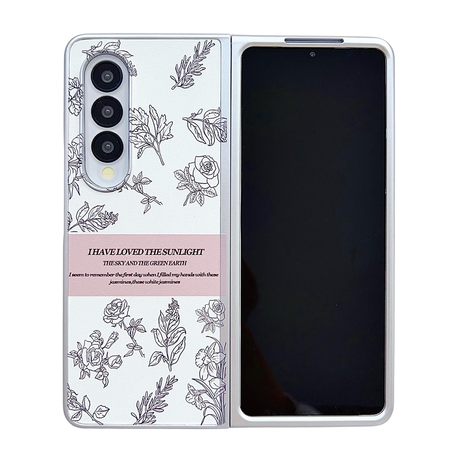 V562-A205871600ADE-202503062220-00 For Samsung Galaxy Z Fold4 5G Floral Sketch Pearlescent Pc Case - Image 1
