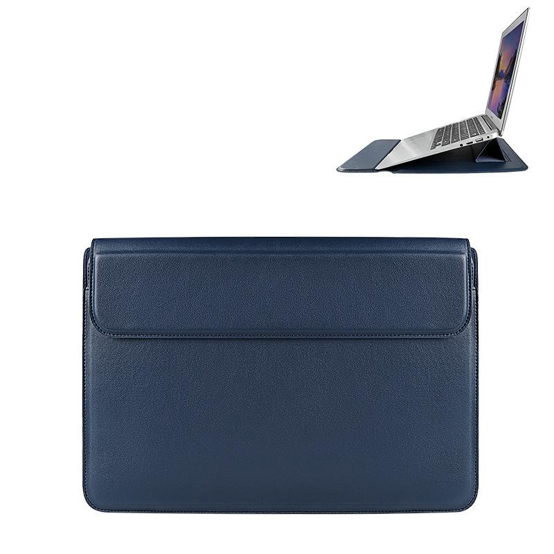 V562-A2084142060DBT-202502282026-00 Leather Laptop Liner Bag - 14.1-15.4 Inches with Stand Function - Sapphire Blue - Image 1