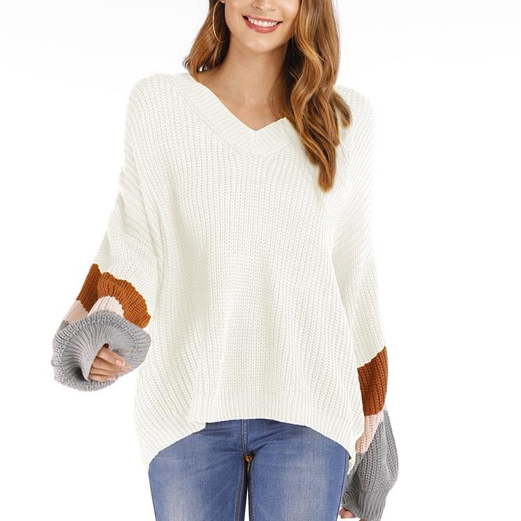 V562-AA81490722YZ-202505261910-00 Fashion Casual V-Neck Sweater - White S - Image 1