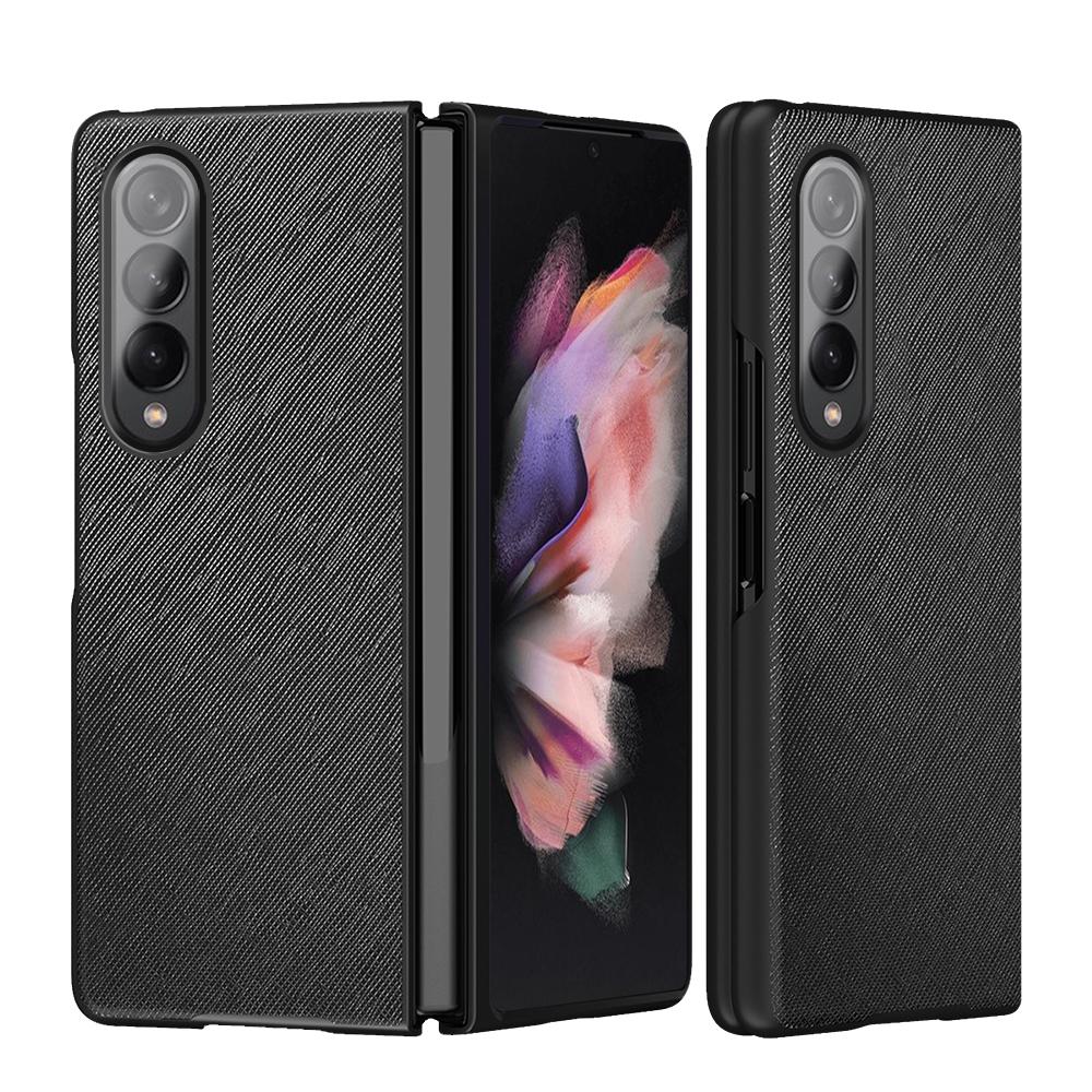V562-B100282300ADE-202503211321-00 For Samsung Galaxy Z Fold4 5G Foldable Cross Pattern Phone Case - Foldable Design - Black - Image 1