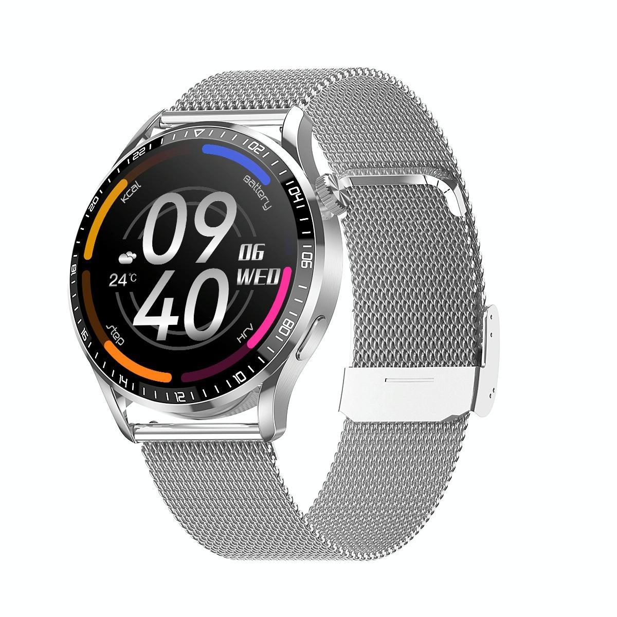 V562-B1007532060DBT-202504251845-00 1.32 Inch Heart Rate Detection Smart Watch - Silver + Steel - Image 1