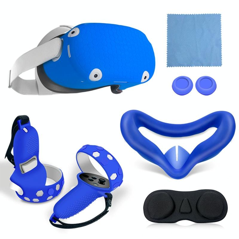 V562-B1013162060DBT-202505201335-00 Complete Silicone Controller Cover Set for Meta Quest - 6 Pieces - Blue - Image 1