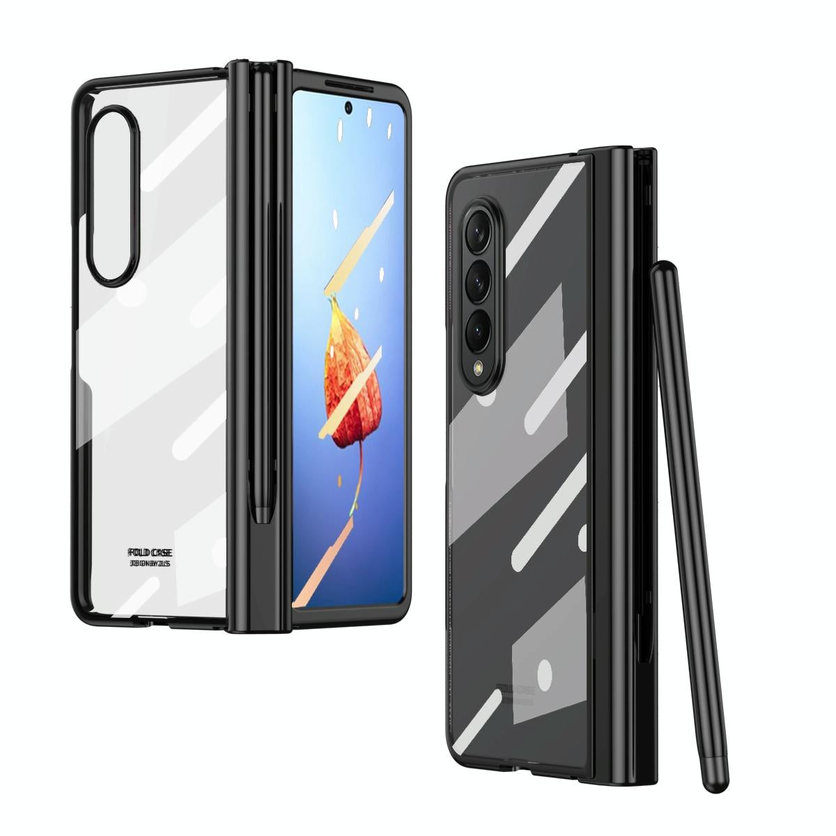 V562-B101803300ADE-202505291311-00 For Samsung Galaxy Z Fold4 5G Case With Pen Slot - Electroplated Full Body - Black - Image 1