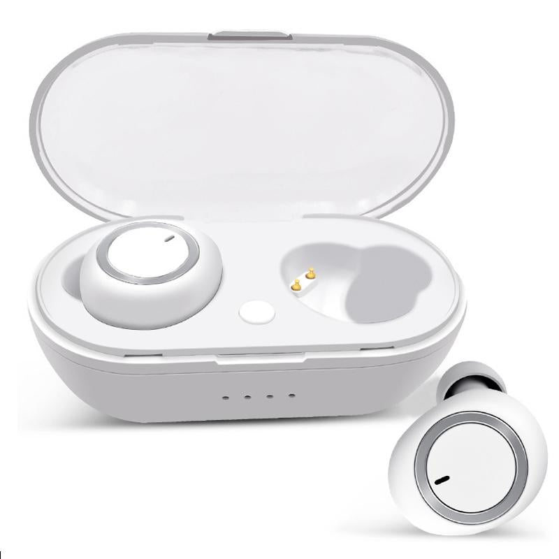 V562-B10300500AYS-202505261720-00 Mini Invisible Tws Bluetooth 5.0 Earphones with Charging Box & Mic - White - Image 1