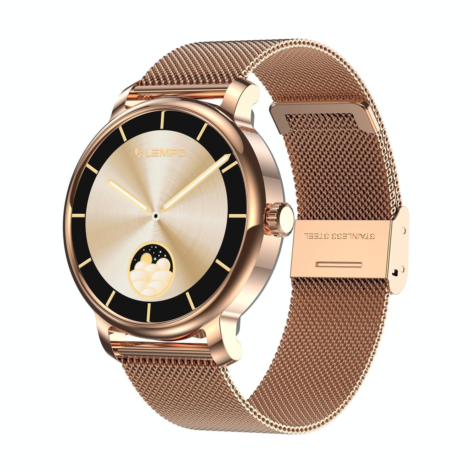 V562-B103092600ADE-202504251937-00 1.43 Inch Amoled Round Screen Steel Strap Smart Watch Supports Blood Oxygen Detection - Gold - Image 1