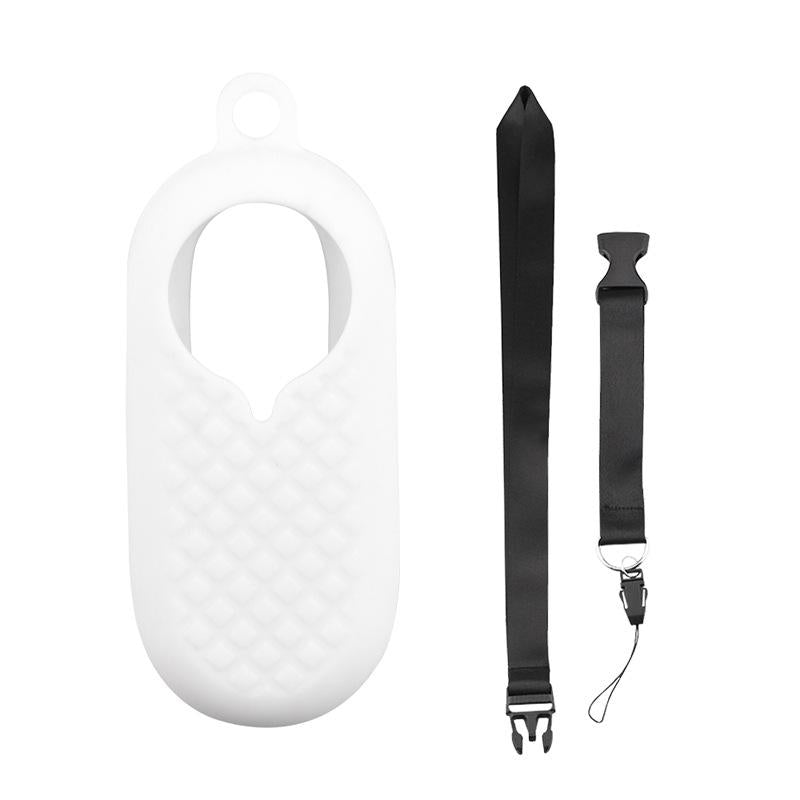 V562-B1033662060DBT-219426-00 Silicone Camera Case Set with Lanyard for Insta360 Go2 - White - Image 1