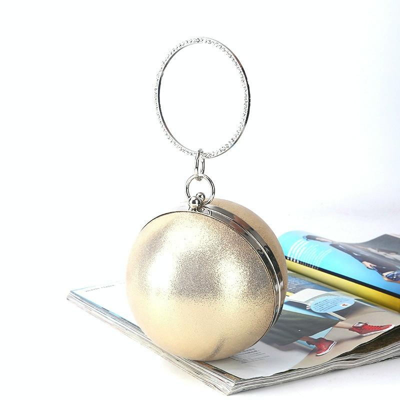 V562-B1037802350DBT-202505291516-00 Chic Round Ball Clutch for Evening Events - Gold - Image 1