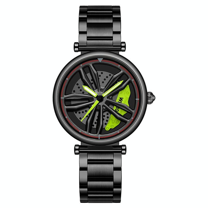 V562-B1045249850DBT-202504171916-00 Stylish Steel Band Quartz Watch for Couples - Black Green - Image 1