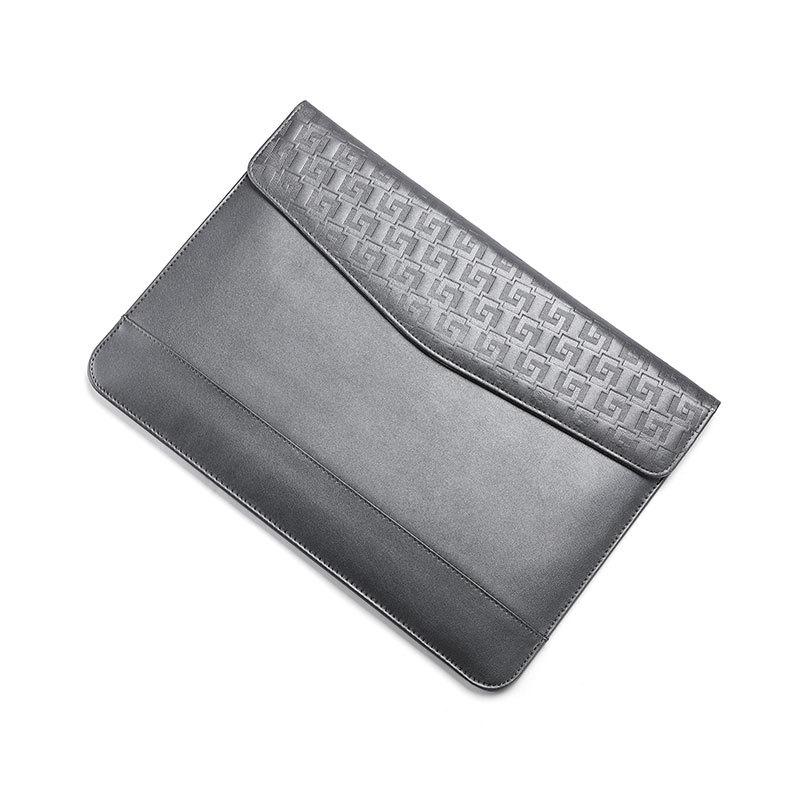 V562-B1048455750DBT-202504022020-00 Embossed Notebook Liner Bag with Magnetic Holster - 11-12 Inch Horizontal Design - Gray - Image 1