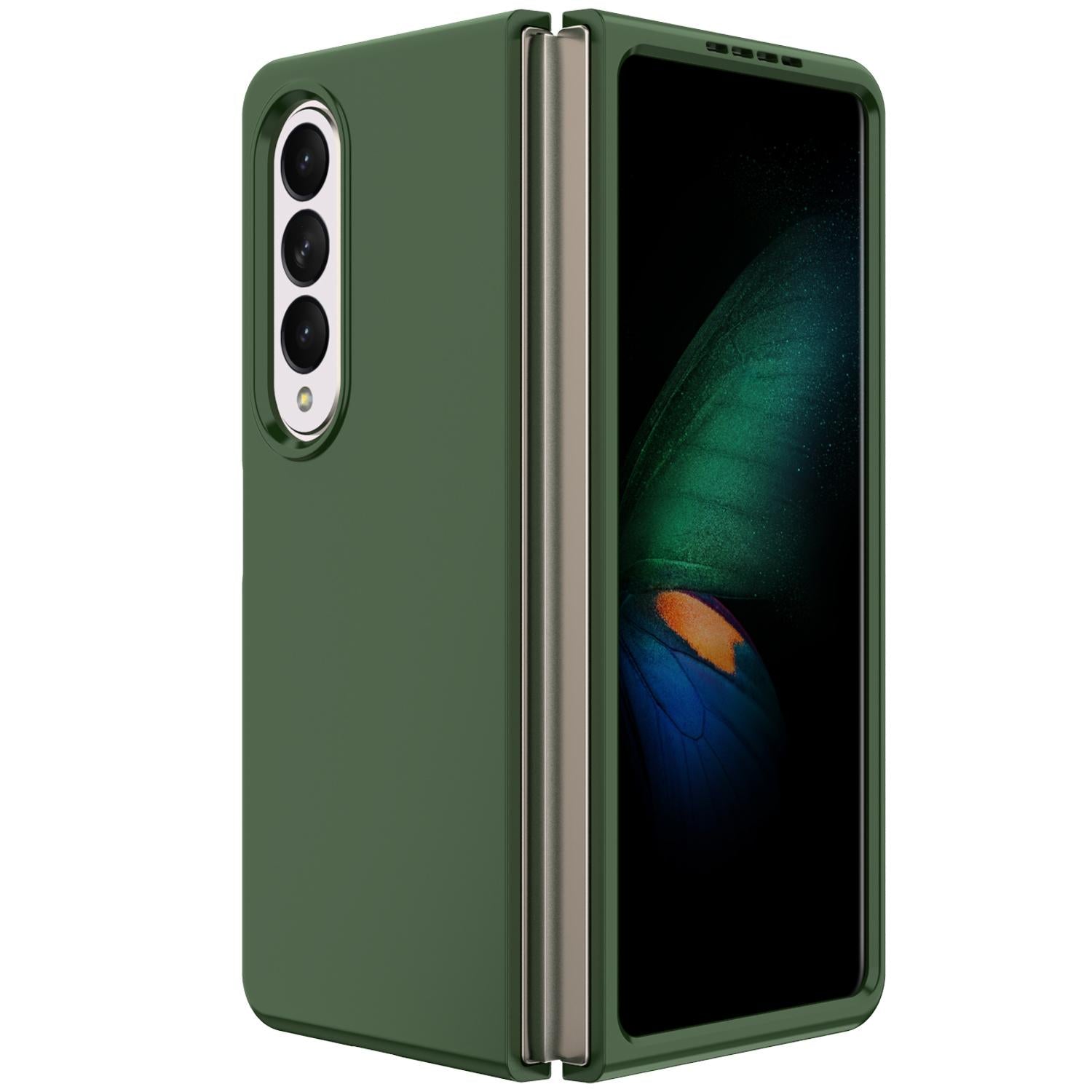 V562-B104959300ADE-202503211305-00 For Samsung Galaxy Z Fold4 5G Foldable Pc Case - Solid Colour - Dark Green - Image 1