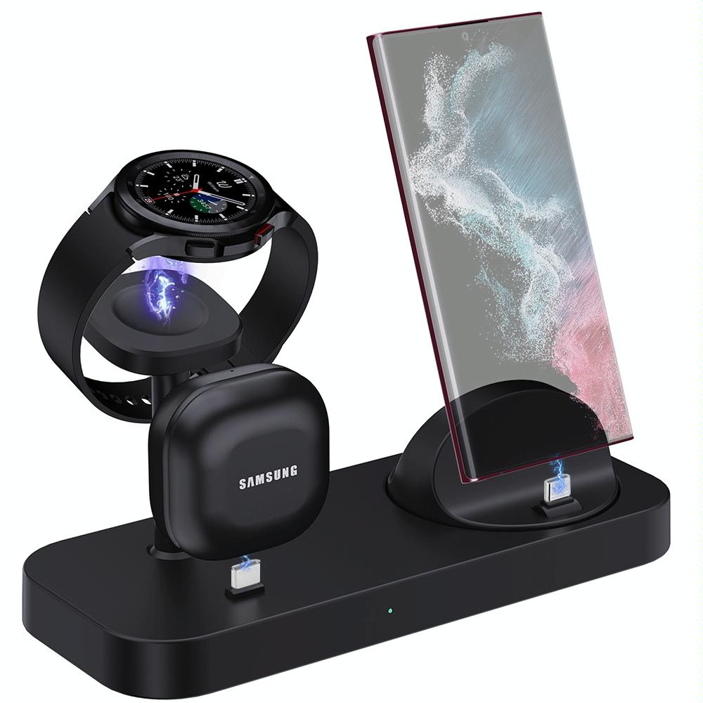 V562-B105341700ADE-202504212115-00 4 In 1 Type C Charging Stand For Samsung Watch And Galaxy Buds - Black - Image 1