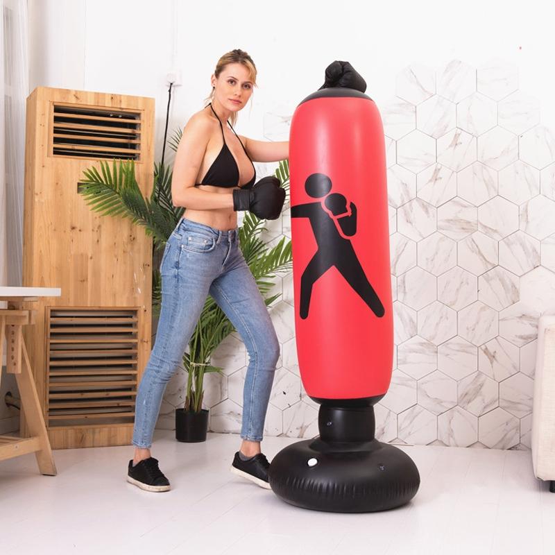 V562-B1056412750DBT-202503072136-00 Vertical Inflatable Non-Tumbler Boxing Column - 160Cm Height - Red - Image 1