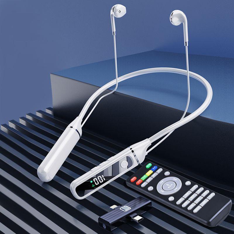 V562-B1064953060DBT-202505261810-00 Wireless Sports Earphones with Bluetooth 5.3 and Built-in Sound Card - White - Image 1