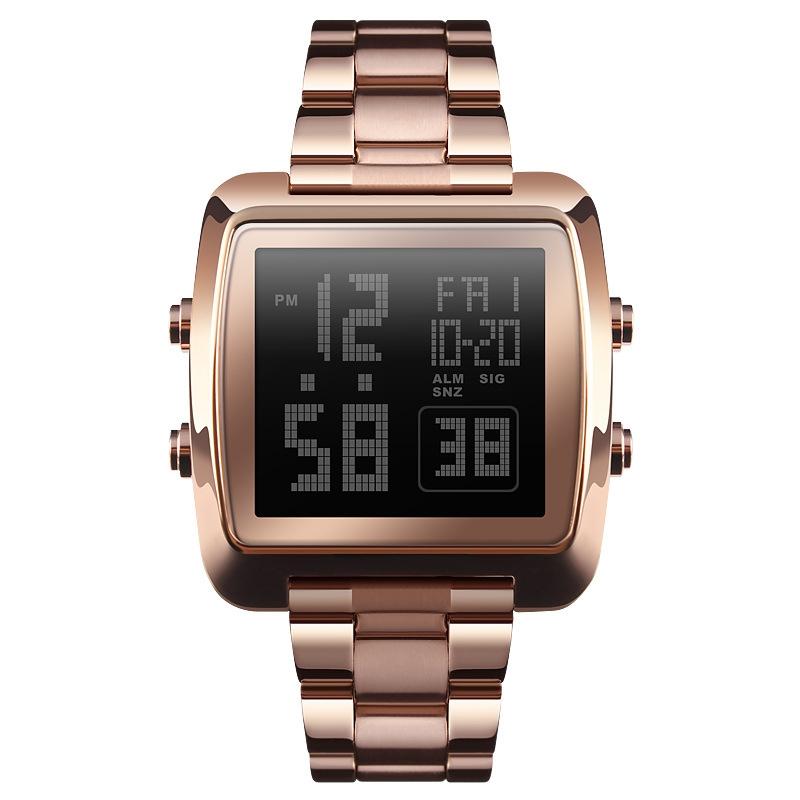V562-B1065443060DBT-202504171952-00 Vintage Gold Steel Square Watch - Waterproof & Luminous - Rose Gold - Image 1