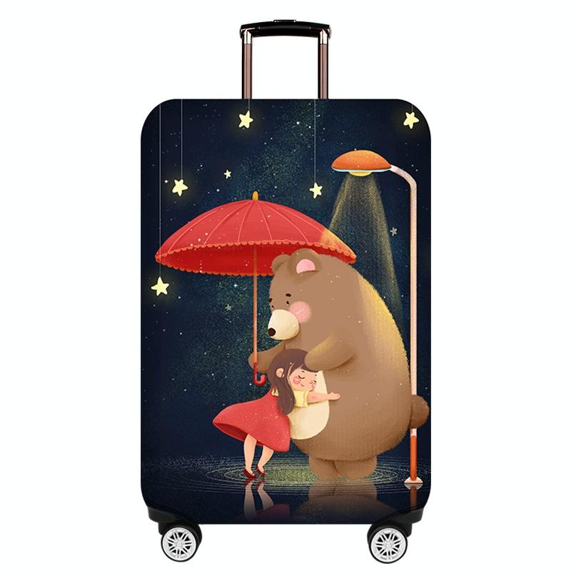 V562-B1069543060DBT-202502281646-00 Protective Cover for Durable Luggage - Elastic Dustproof - Small Size - Bear Girl - Image 1