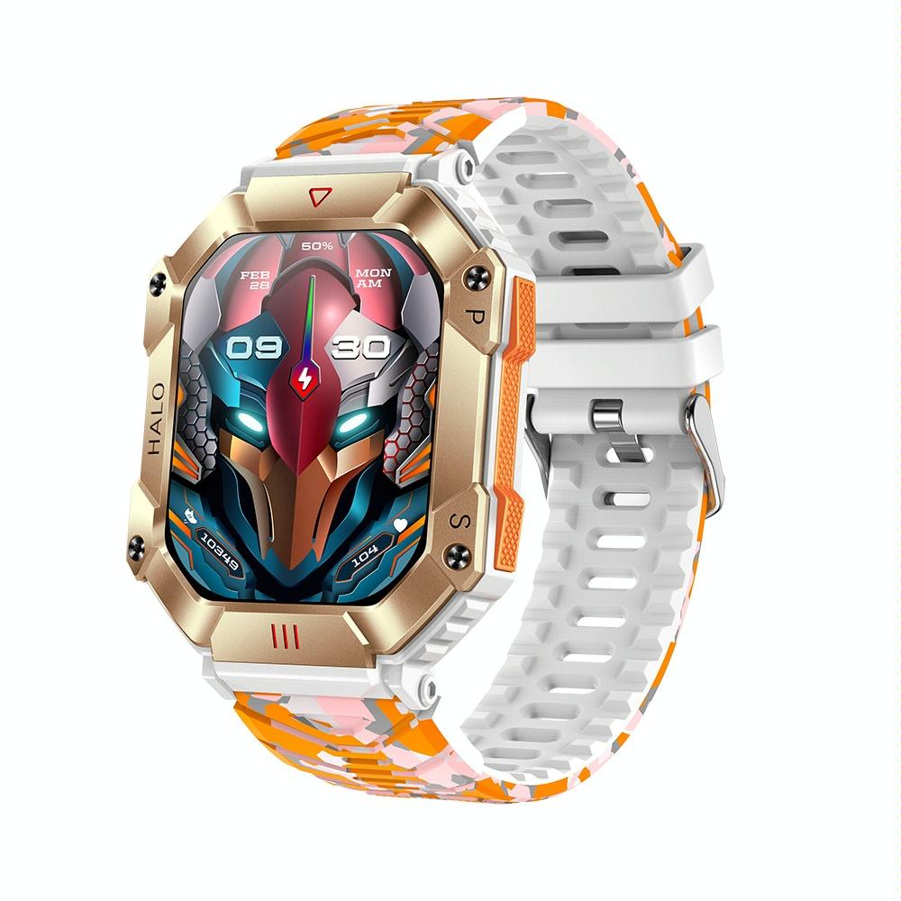 V562-B107196600ADE-202504252005-00 2.0 Inch Bt5.1 Ip67 Sport Smart Watch Support Bluetooth Call / Sleep / Blood Oxygen / Heart Rate / Blood Pressure Health Monitor - White + Camouflage - Image 1