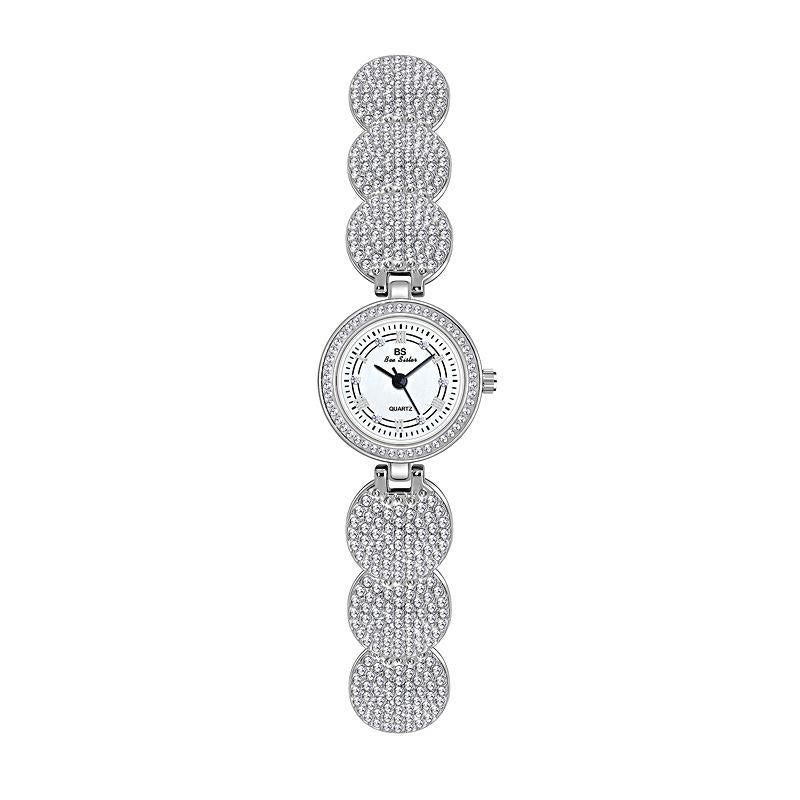 V562-B1076252060DBT-202502241625-00 Diamond-inlaid Women Chain Watch - Elegant Accessory - Silver - Image 1